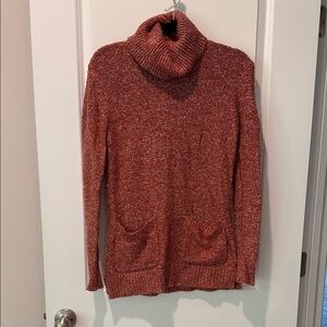 LOFT Red Cowl Neck Sweater with Relaxed Fit